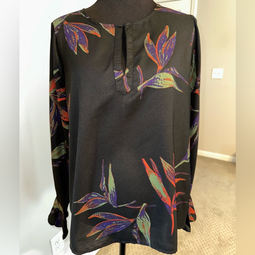 Tres Jolie Accessories Black Floral Blouse